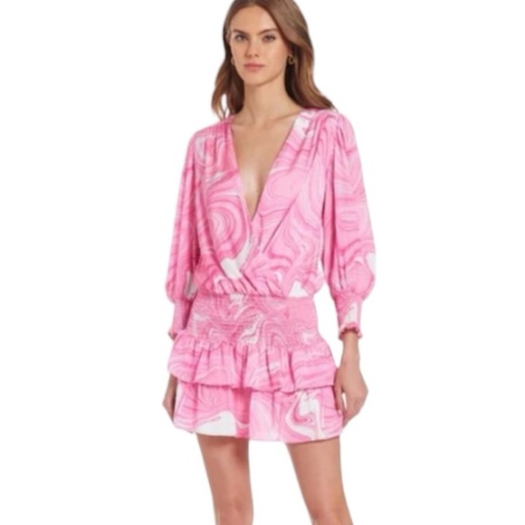 Amanda Uprichard Arber Dress in Pink Swirl - Picture 1 of 15